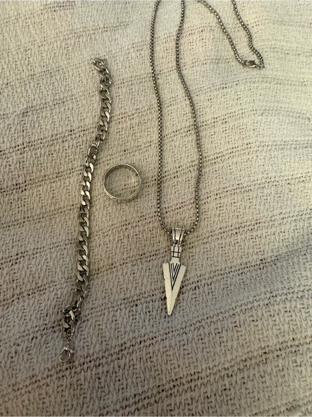 Men's Stainless Steel Arrowhead Pendant Necklace - Silver